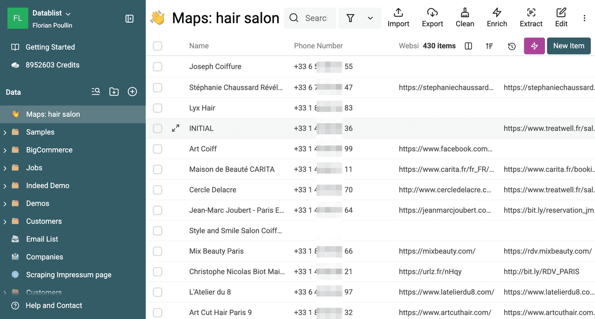 View Clean Scraped Results in Datablist Collection