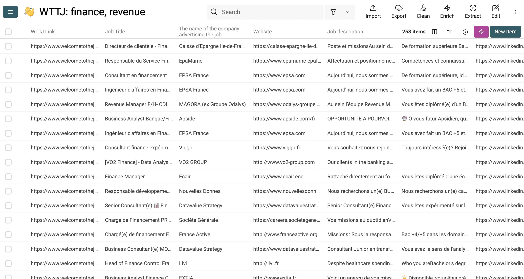 Welcome To The Jungle Jobs Scraper results