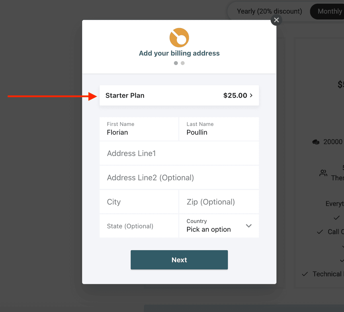 Click on the plan name