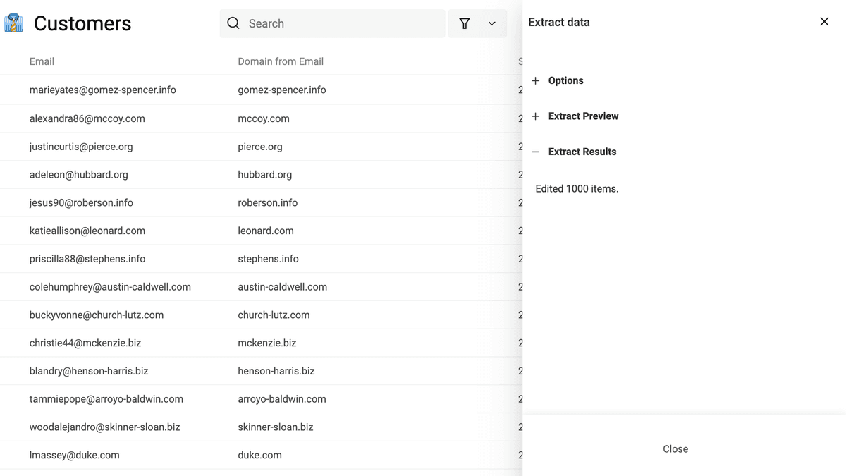 Data Extractor Results