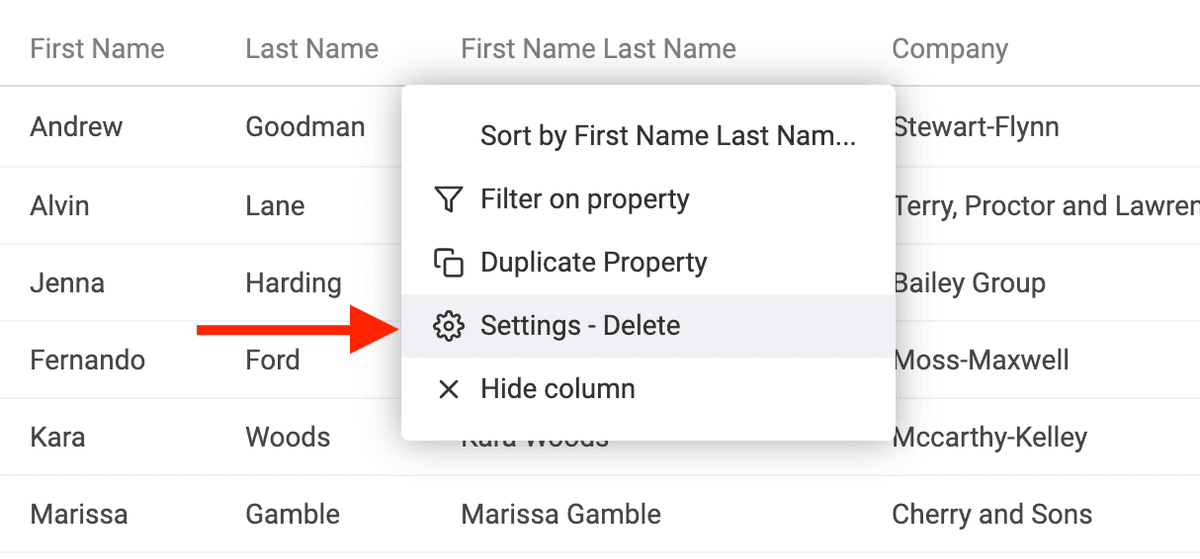 Edit Property Menu