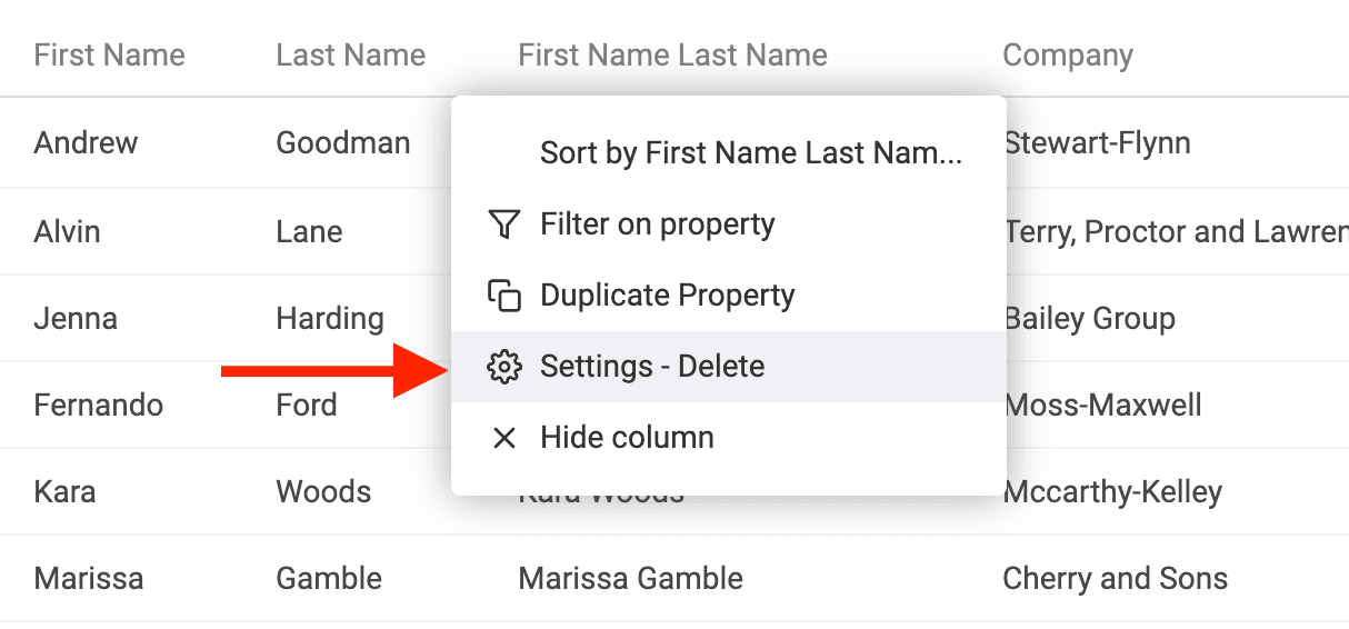 Edit Property Menu