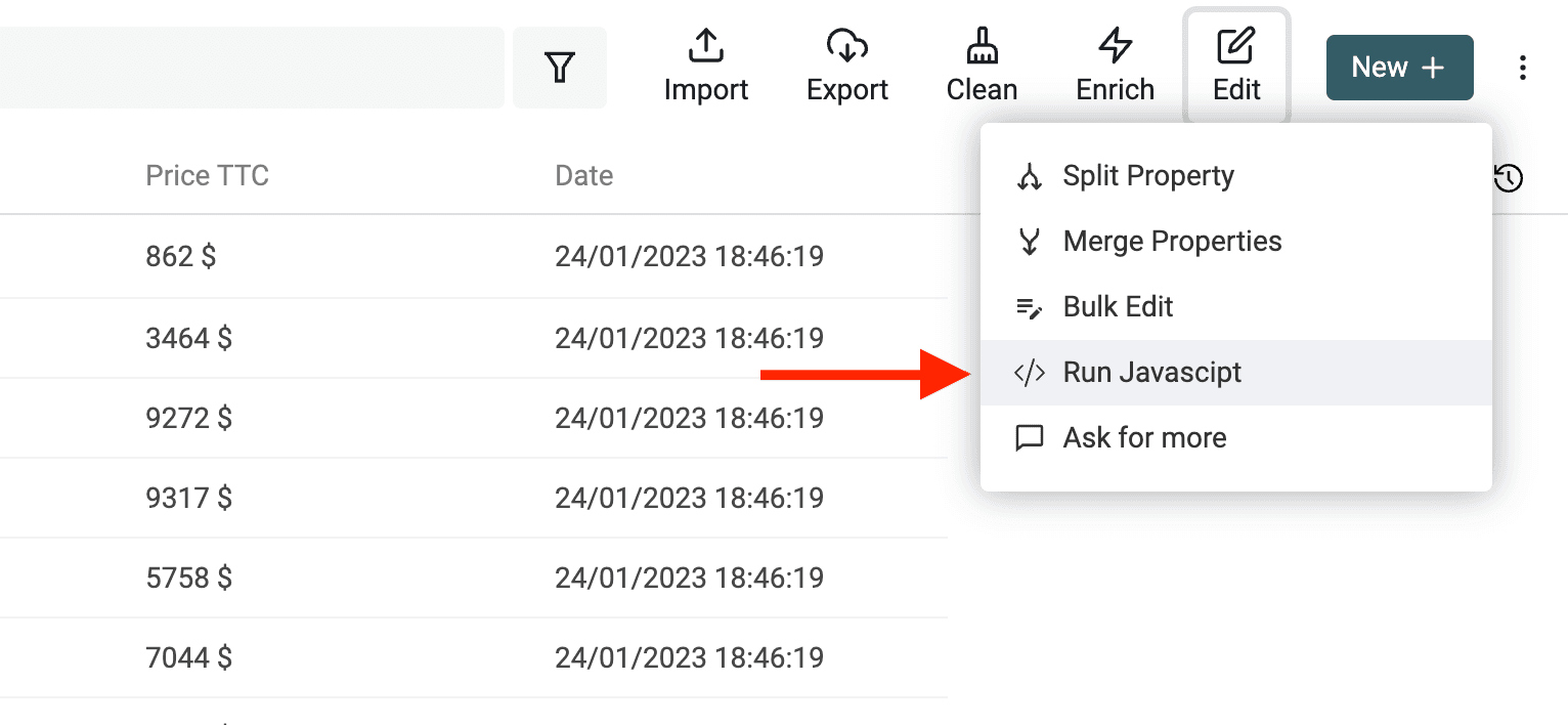 Open JavaScript editor