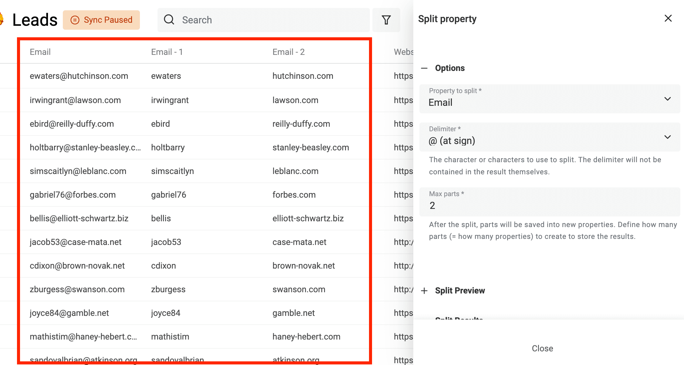 Split email address to get the domain