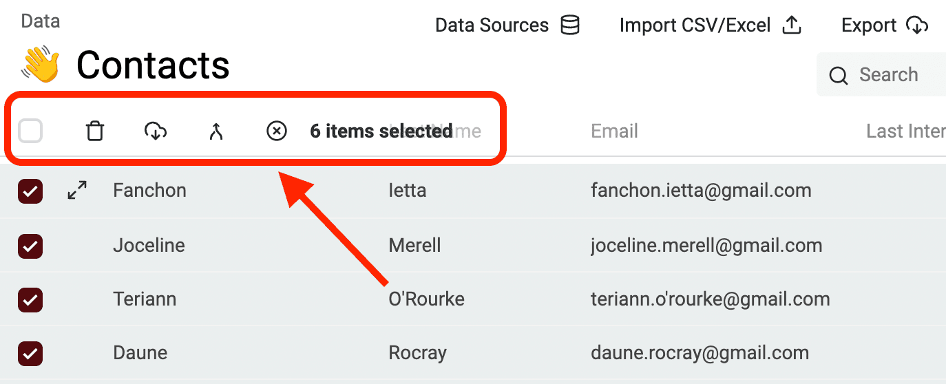 Top bar buttons