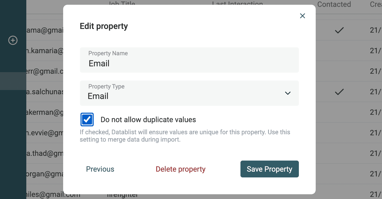 Unique values constraint
