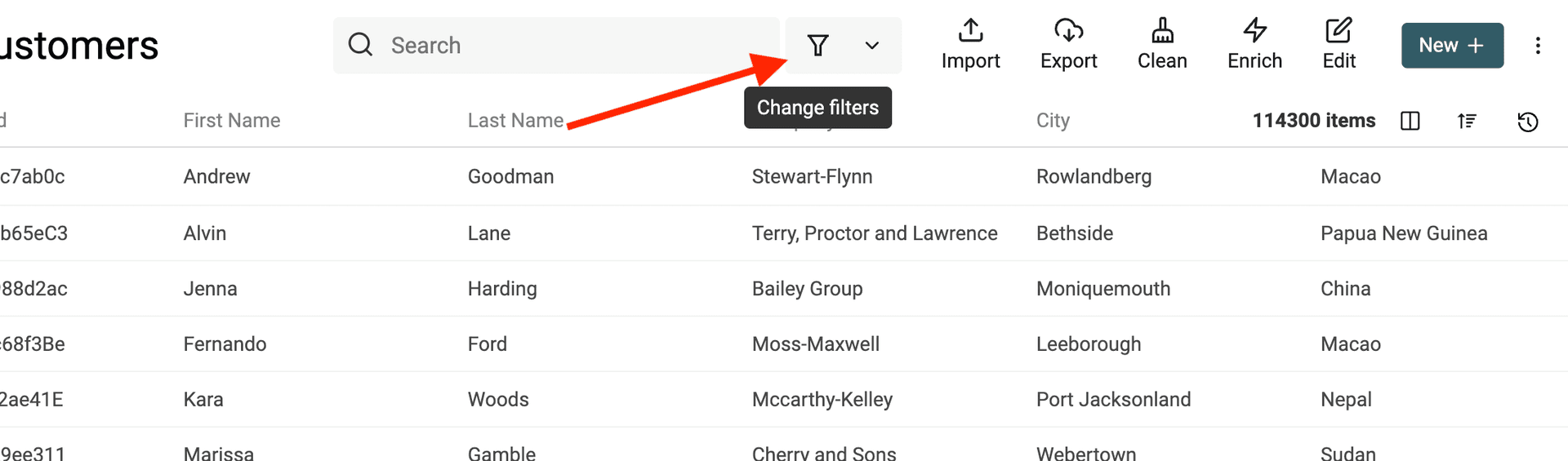 Open Filters modal