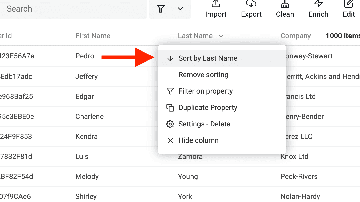 Change sorting direction