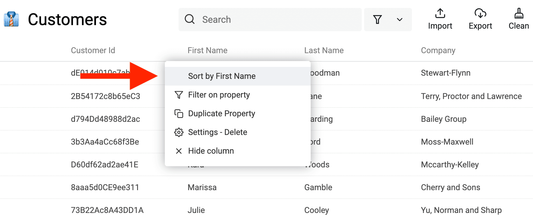 Sort items by property