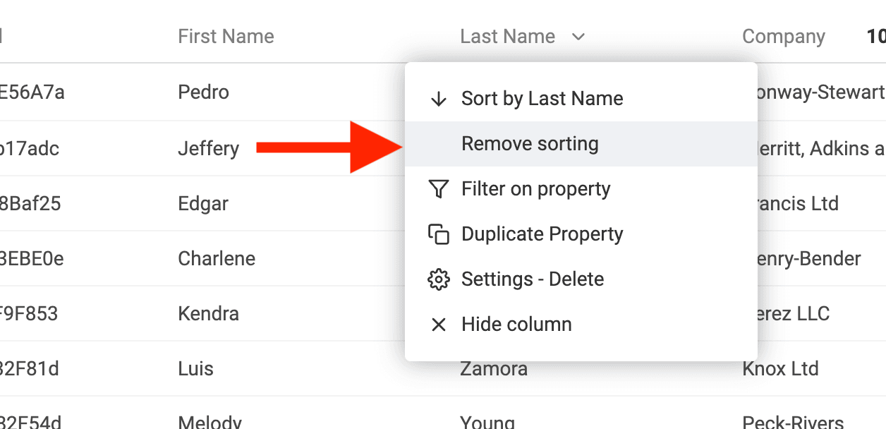 Remove sorting