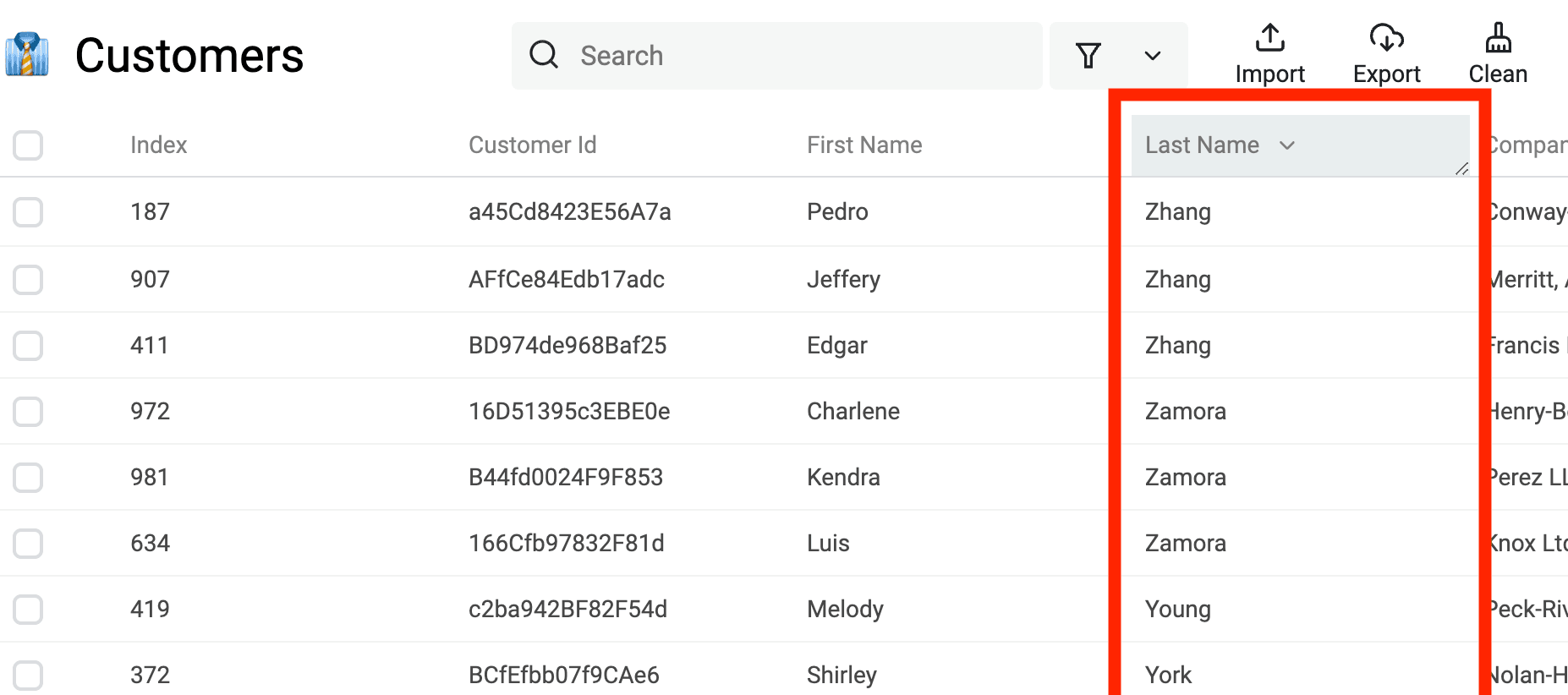 Sort results