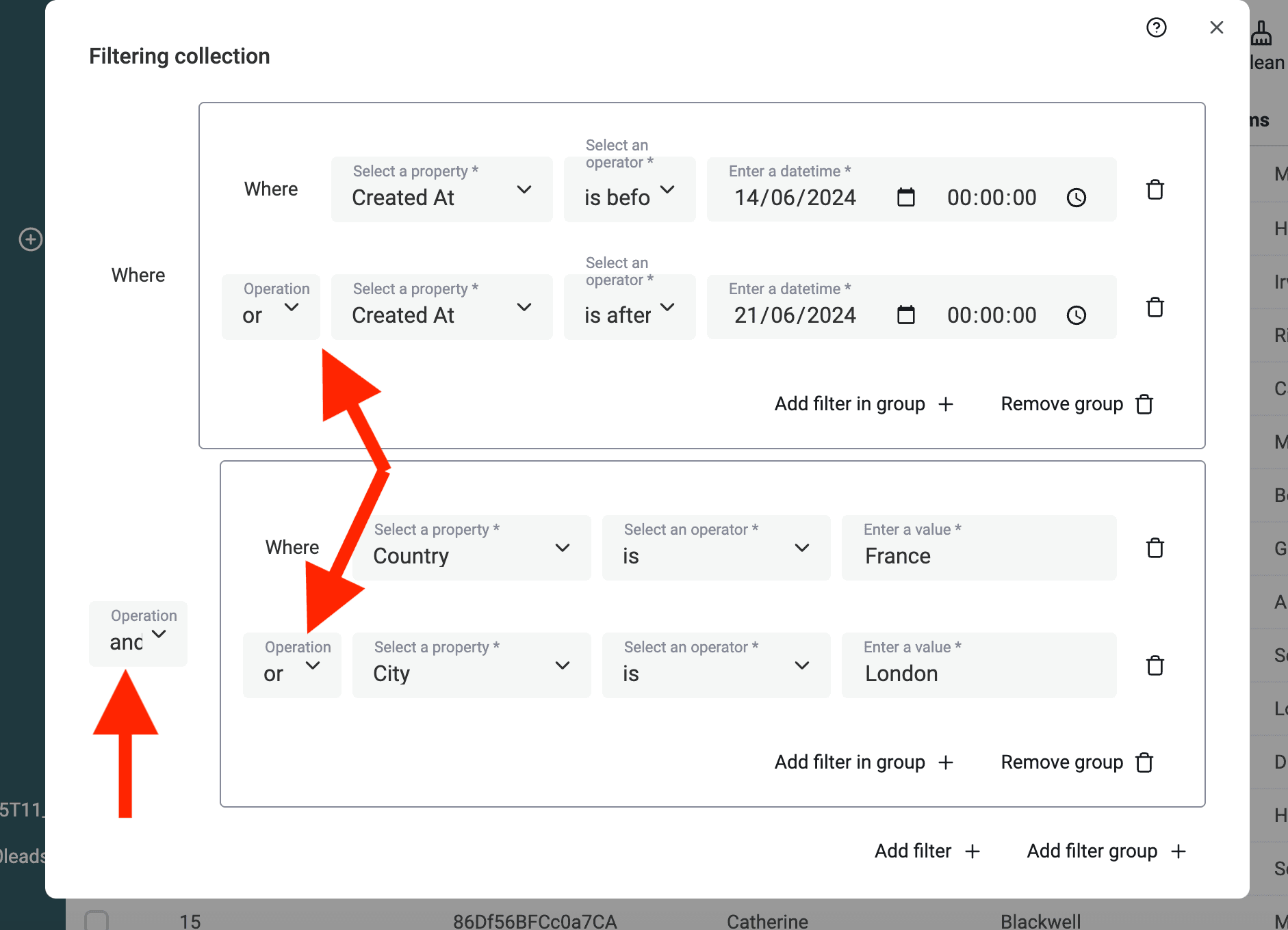 Using filter groups