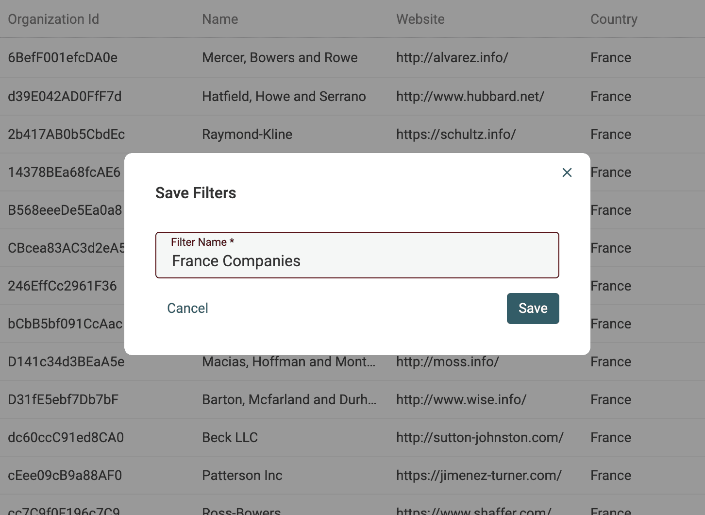 Name Saved Filter