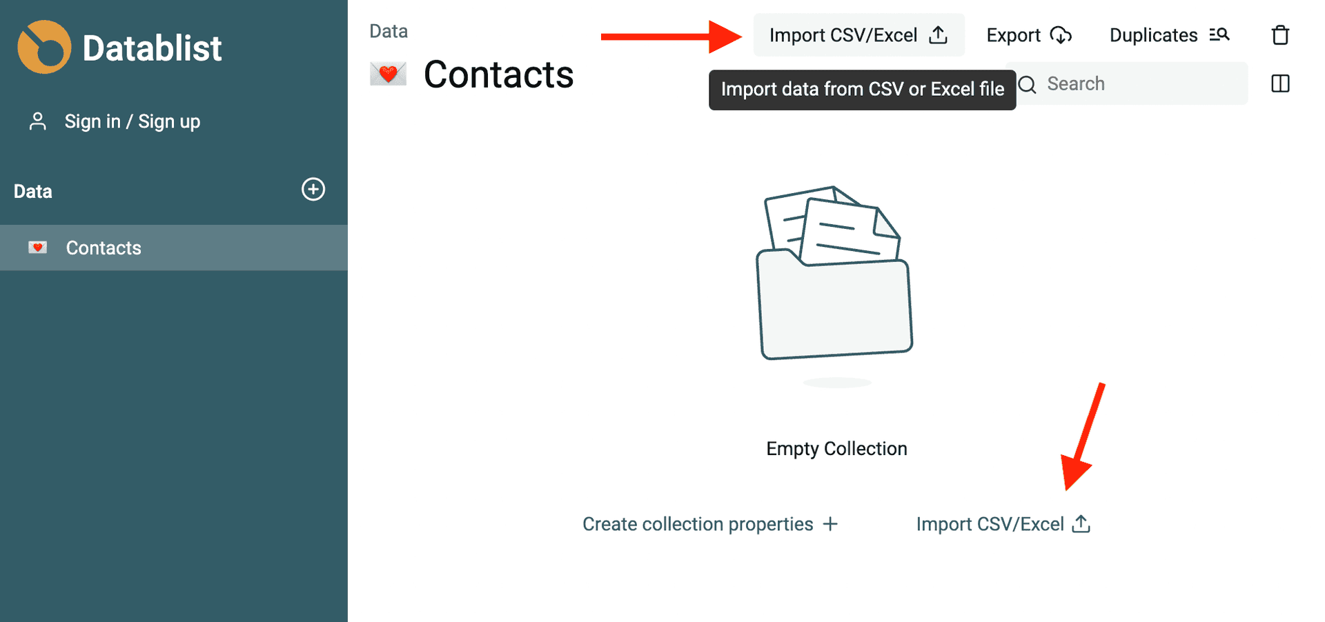 Import CSV/Excel file