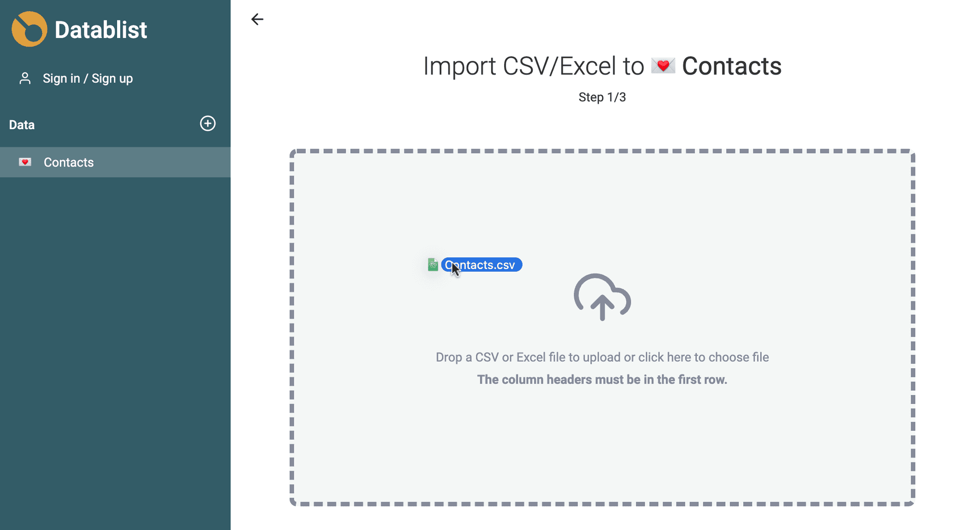 Drag and Drop file