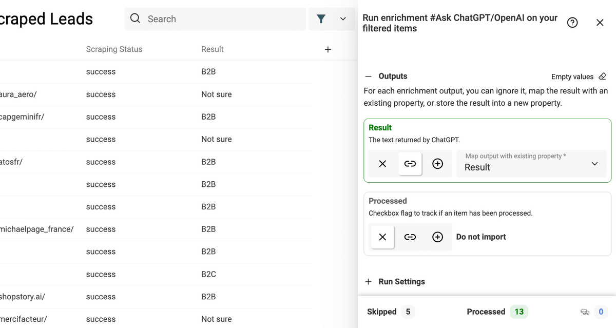 B2B/B2C classification results