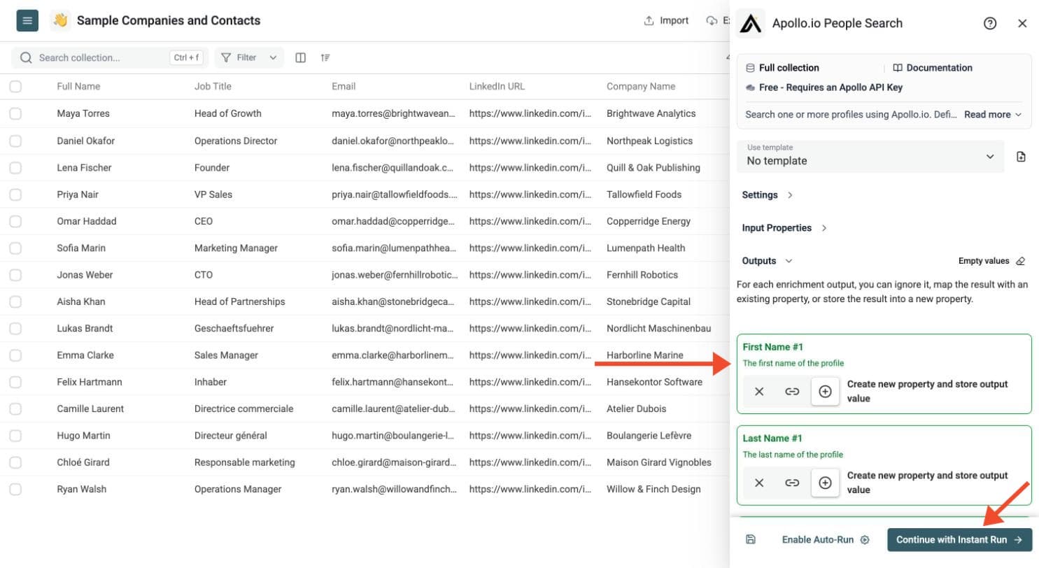 Apollo.io People Search - Select Outputs