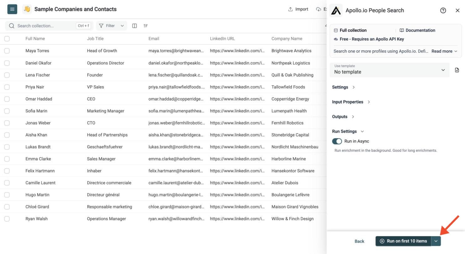 Apollo.io People Search - Run the Enrichment