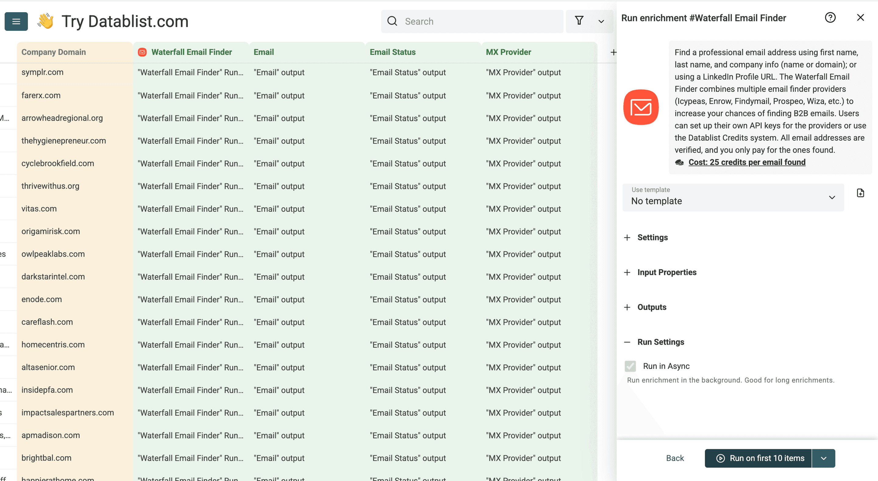Waterfall Email Finder - Run the Enrichment