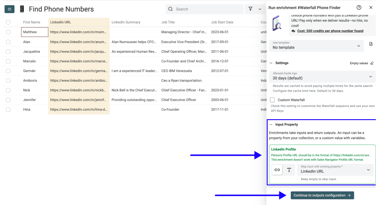 Waterfall Phone Finder - Input Configuration