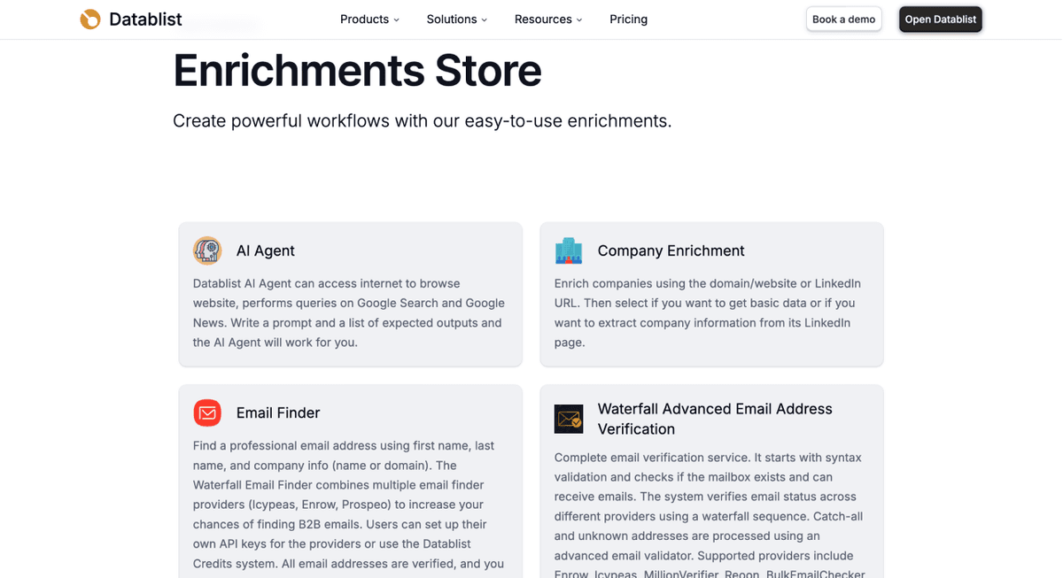 Datablist enrichments