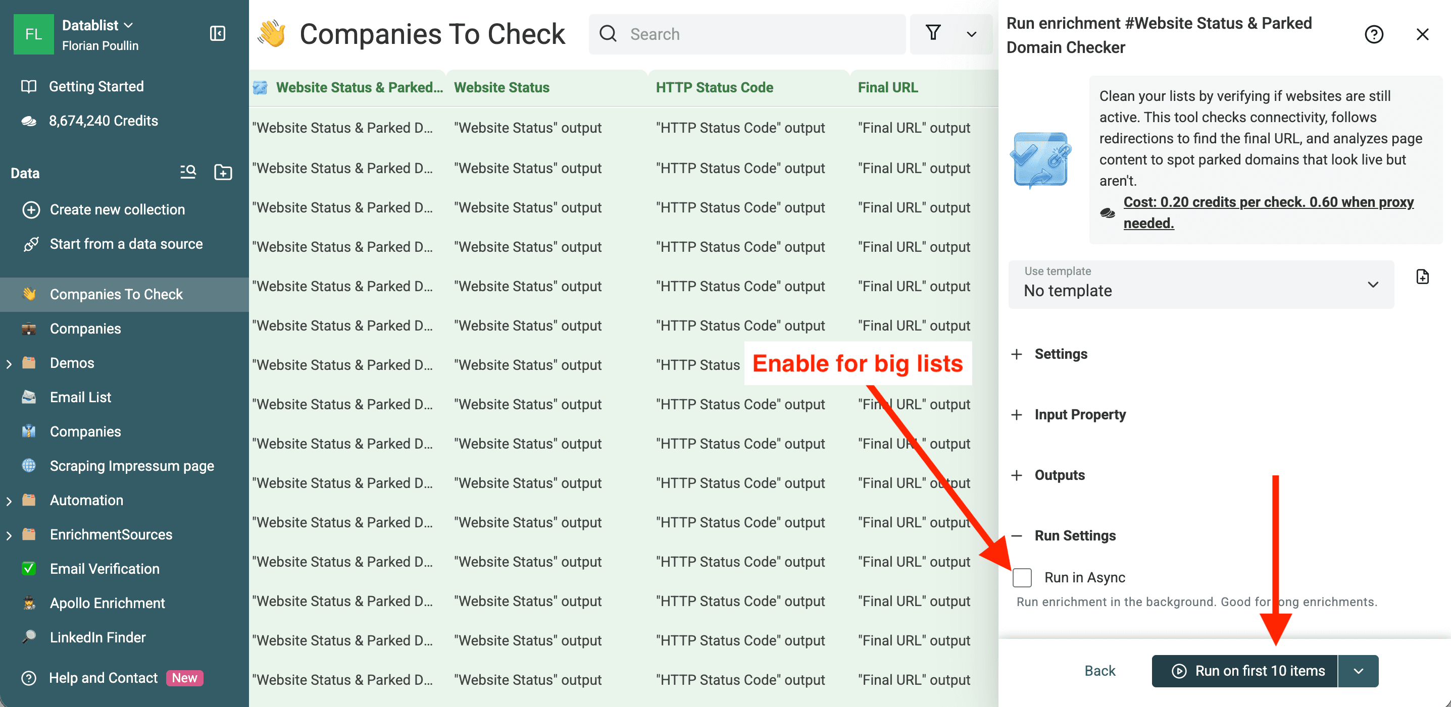 Run enrichment on sample rows