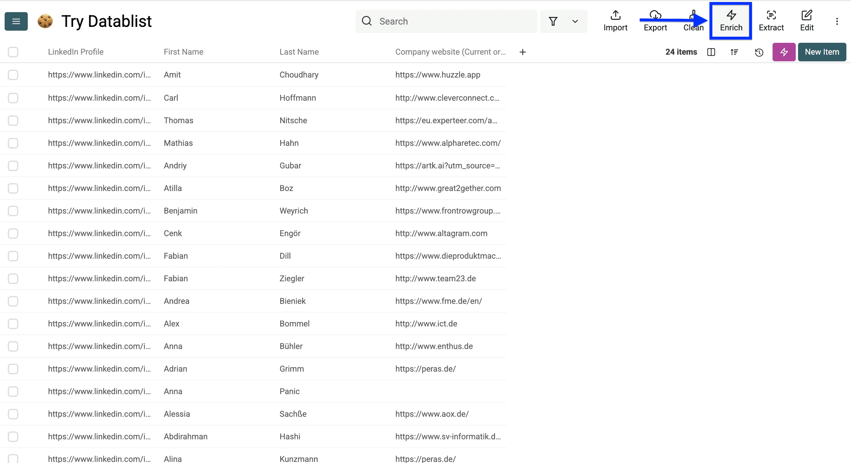 Colección de personas para buscar emails