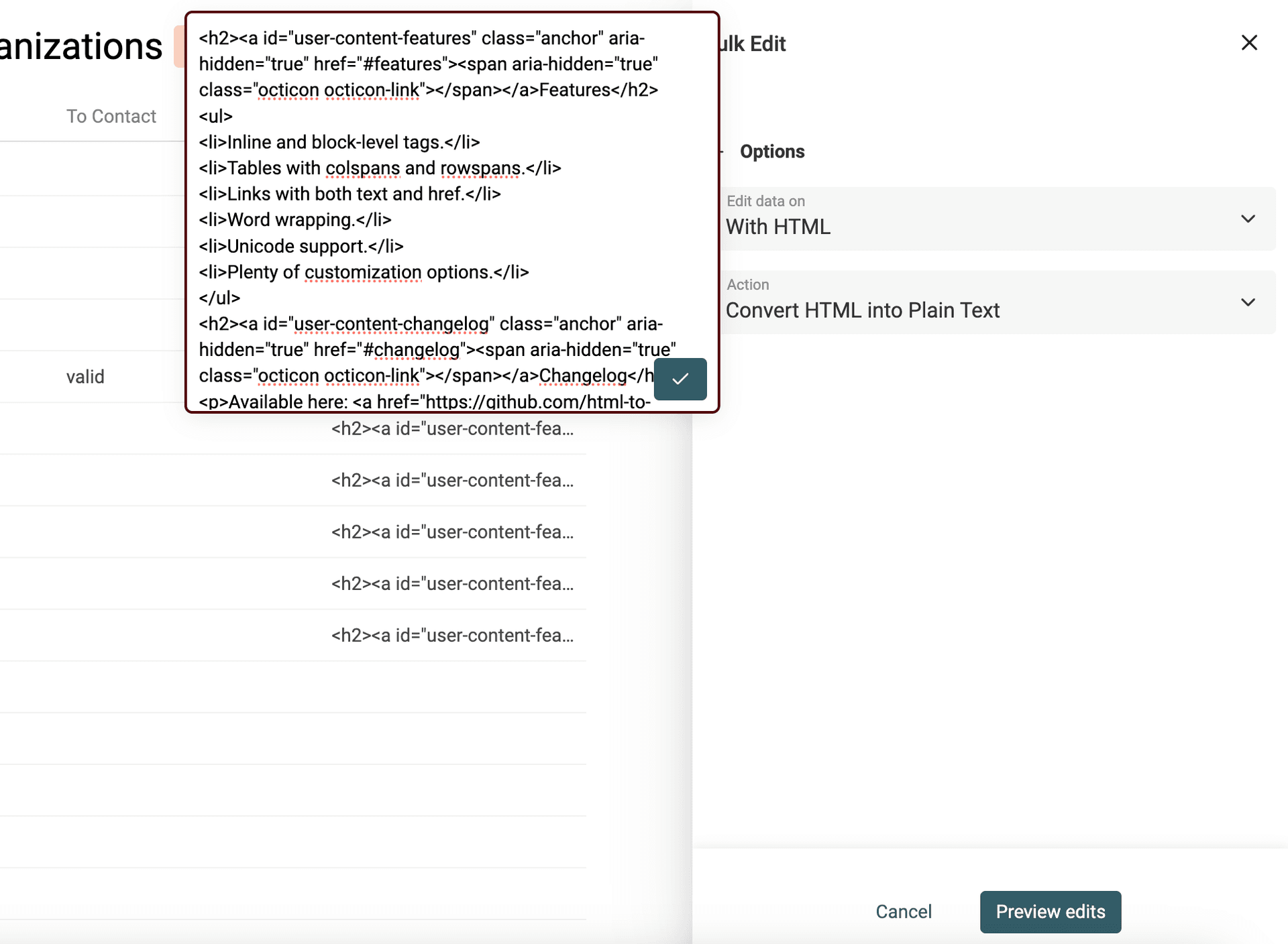 HTML to Text conversion