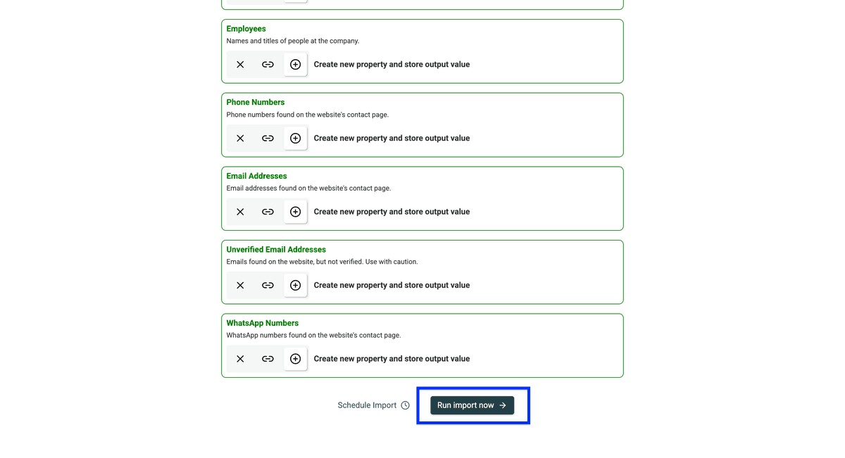 Datablist’s Technology Finder, output configuration