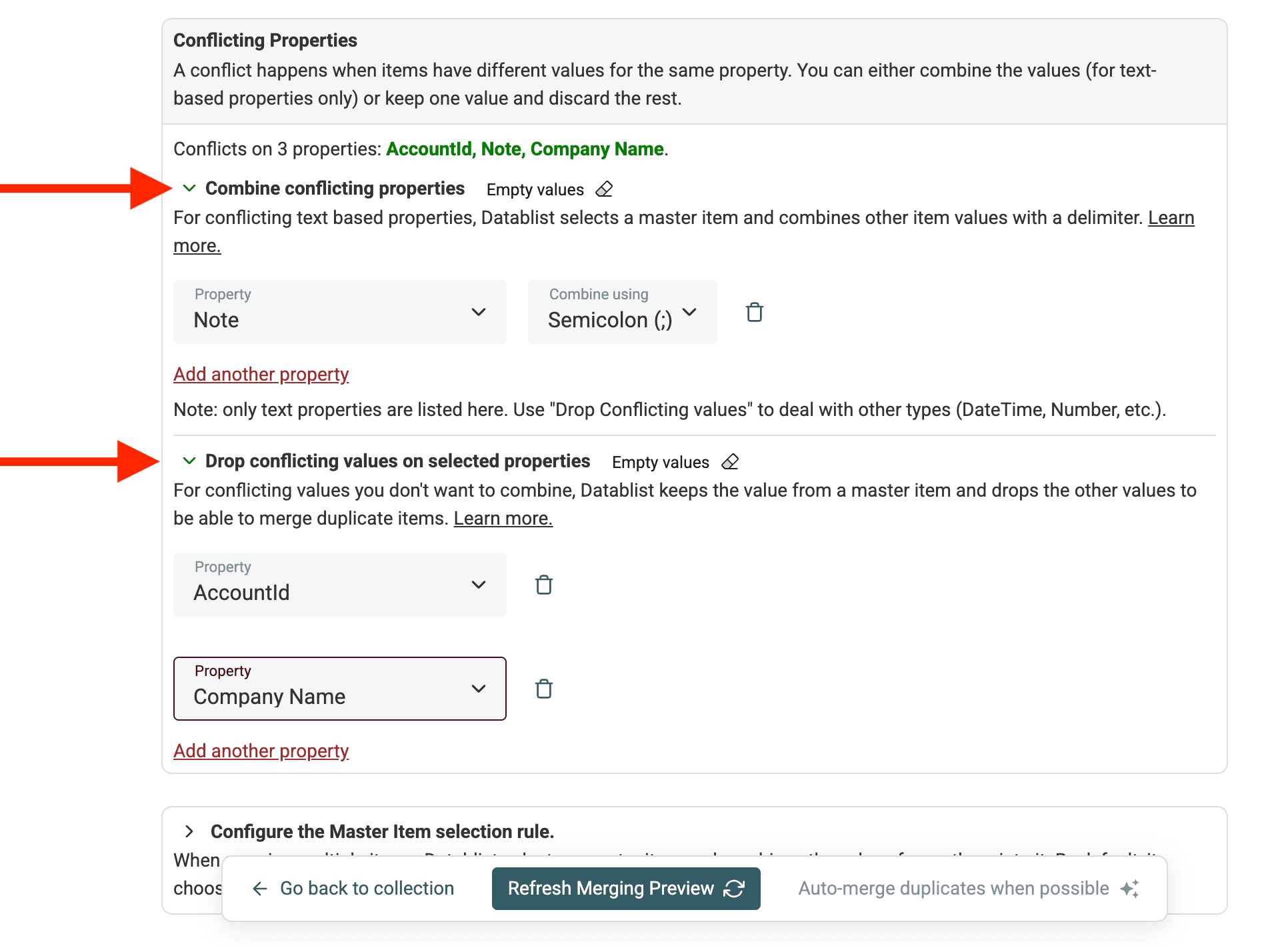 Set Merging Rules