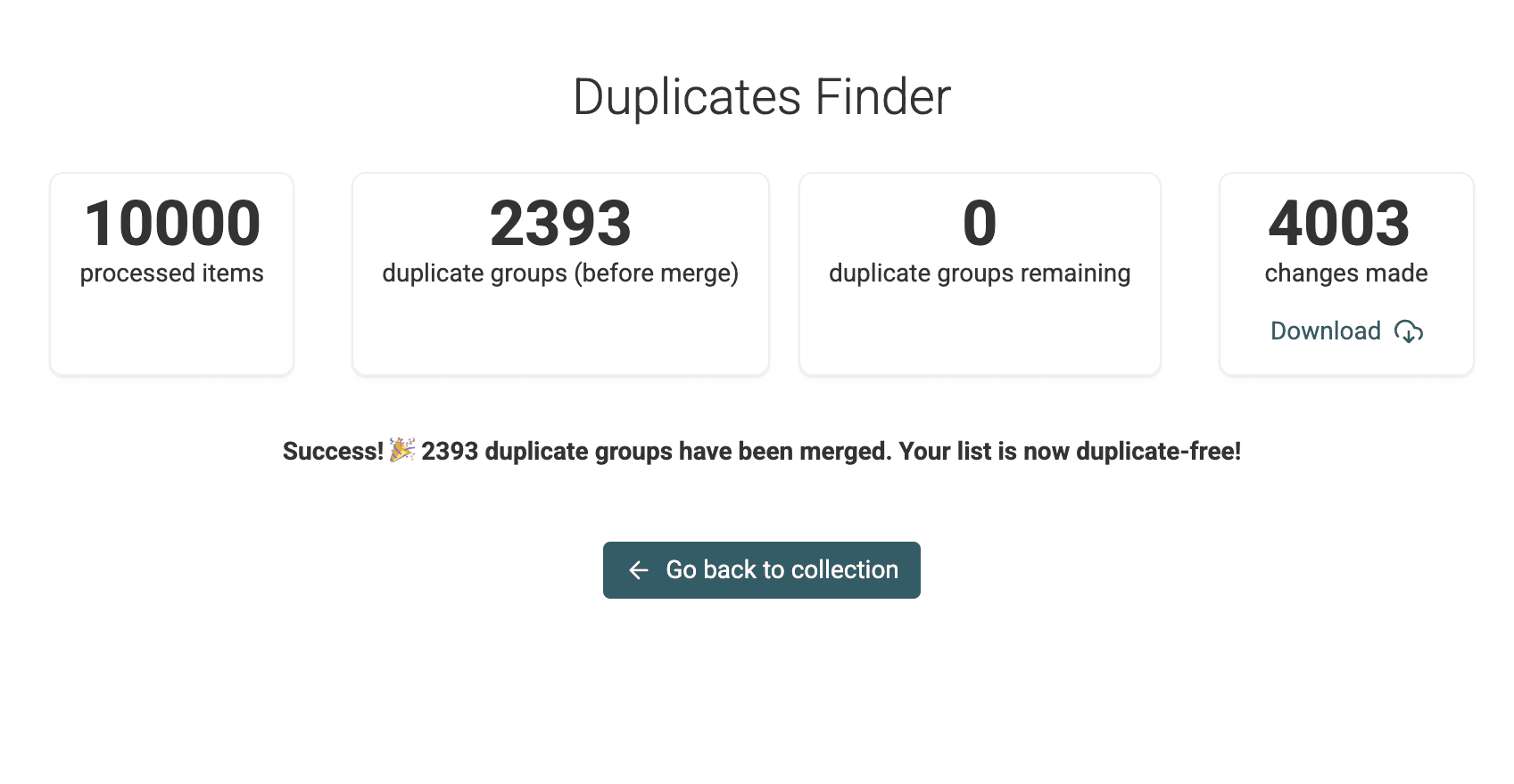 Merging Done Screen