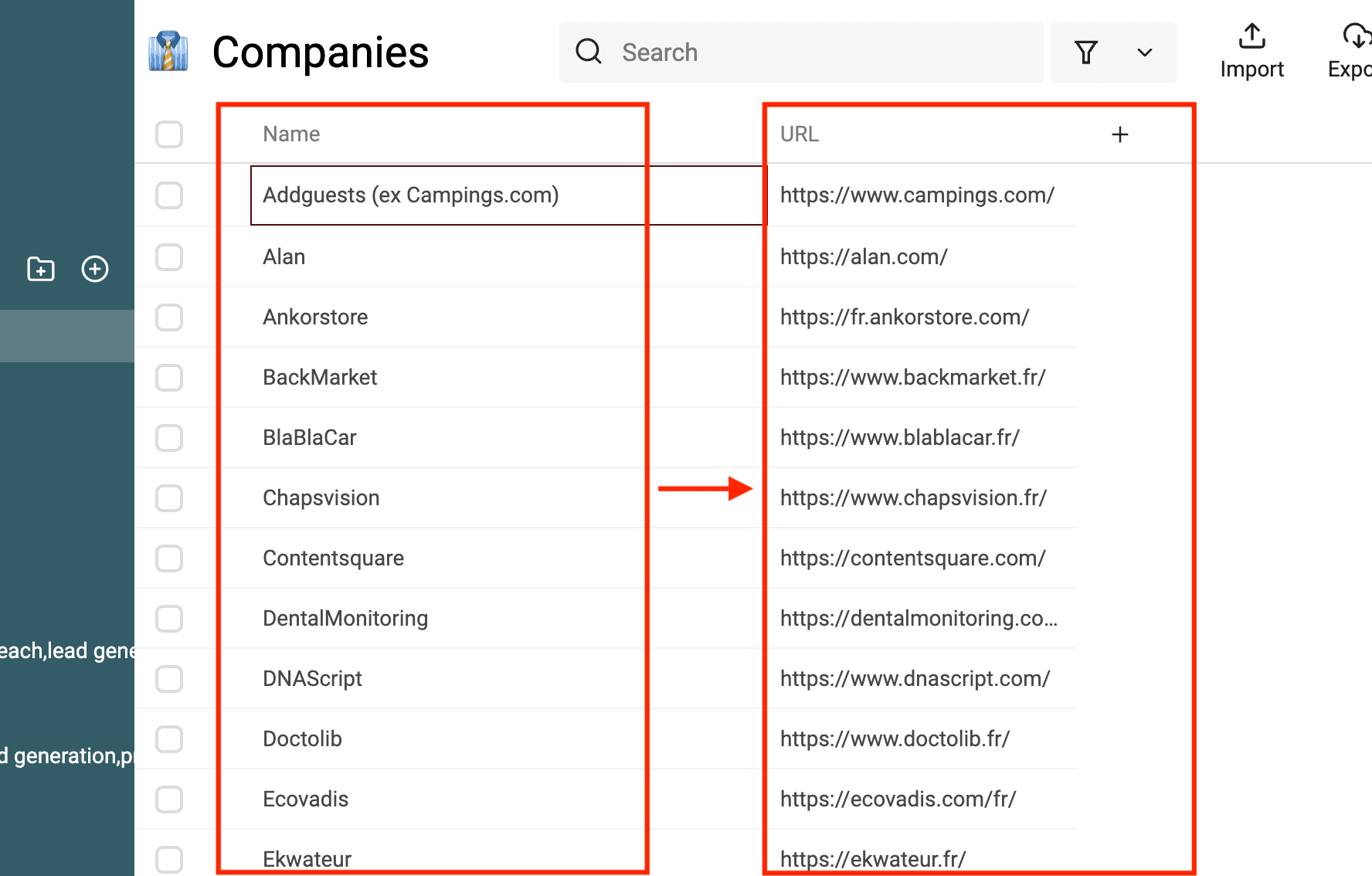 Récupérez les URLs à partir des noms d'entreprises