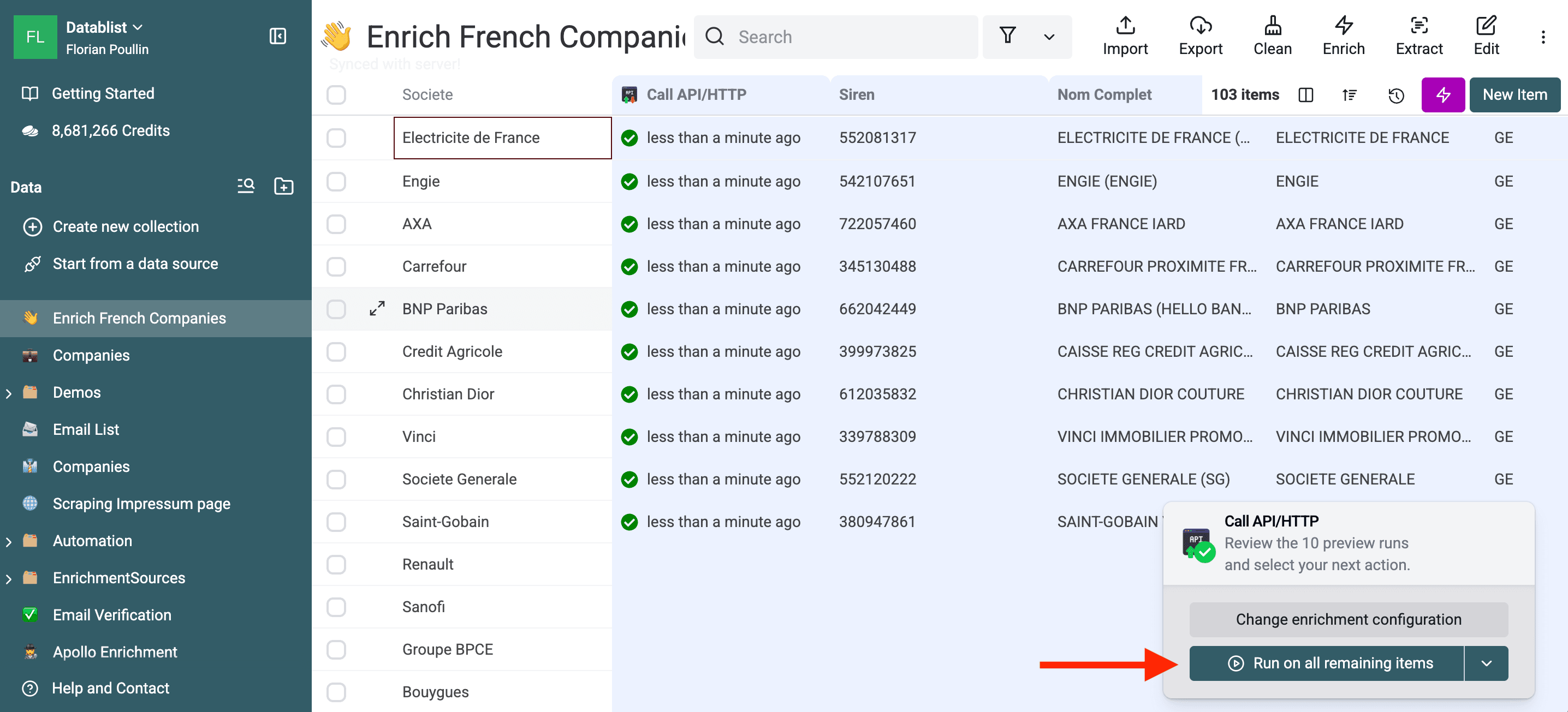 Validation Résultats Echantillon