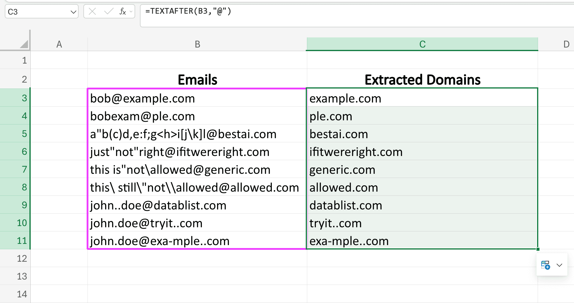 Extraction des domaines d’une liste d’emails
