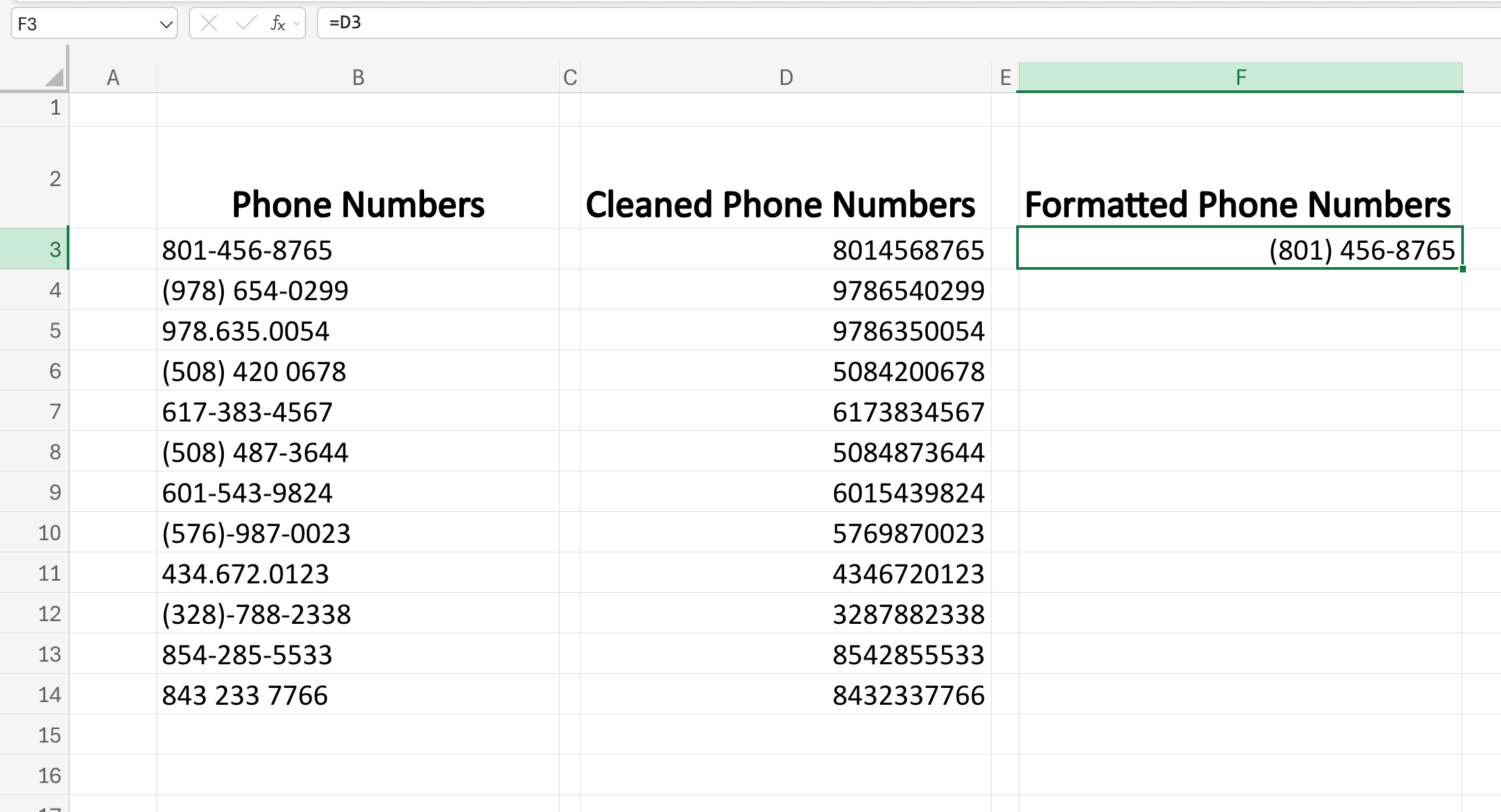 Numéro US formaté dans Excel