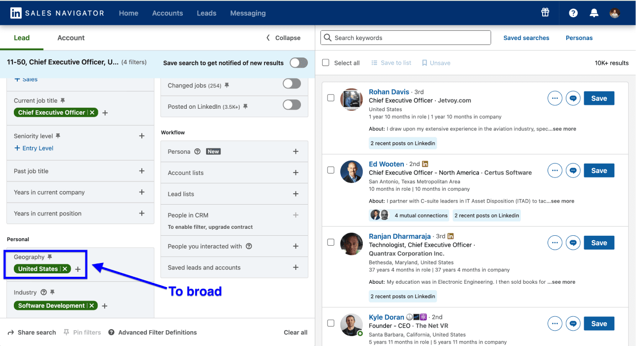 How To Export Sales Navigator Leads - Wrong Filtering