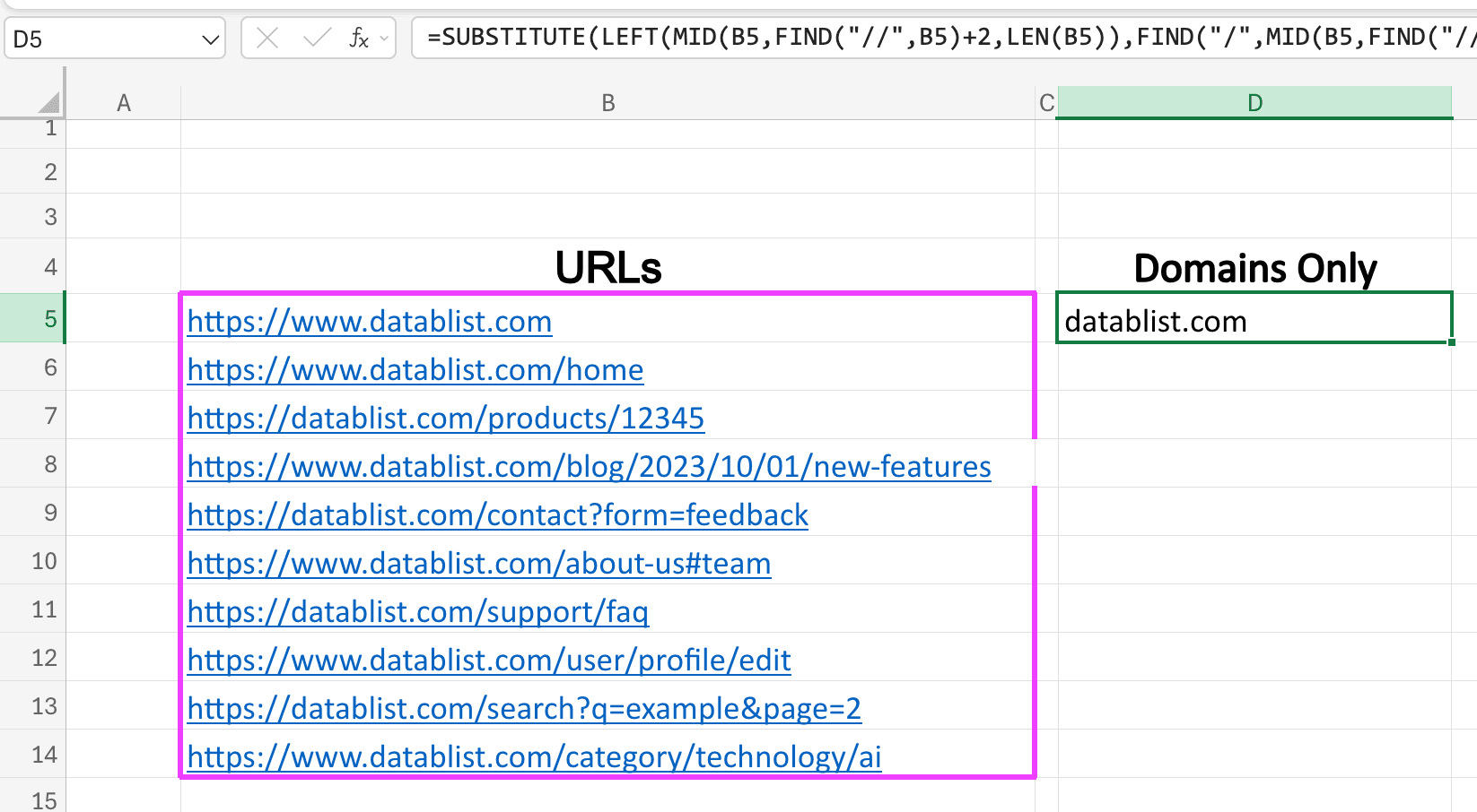 Extracted domain from URL