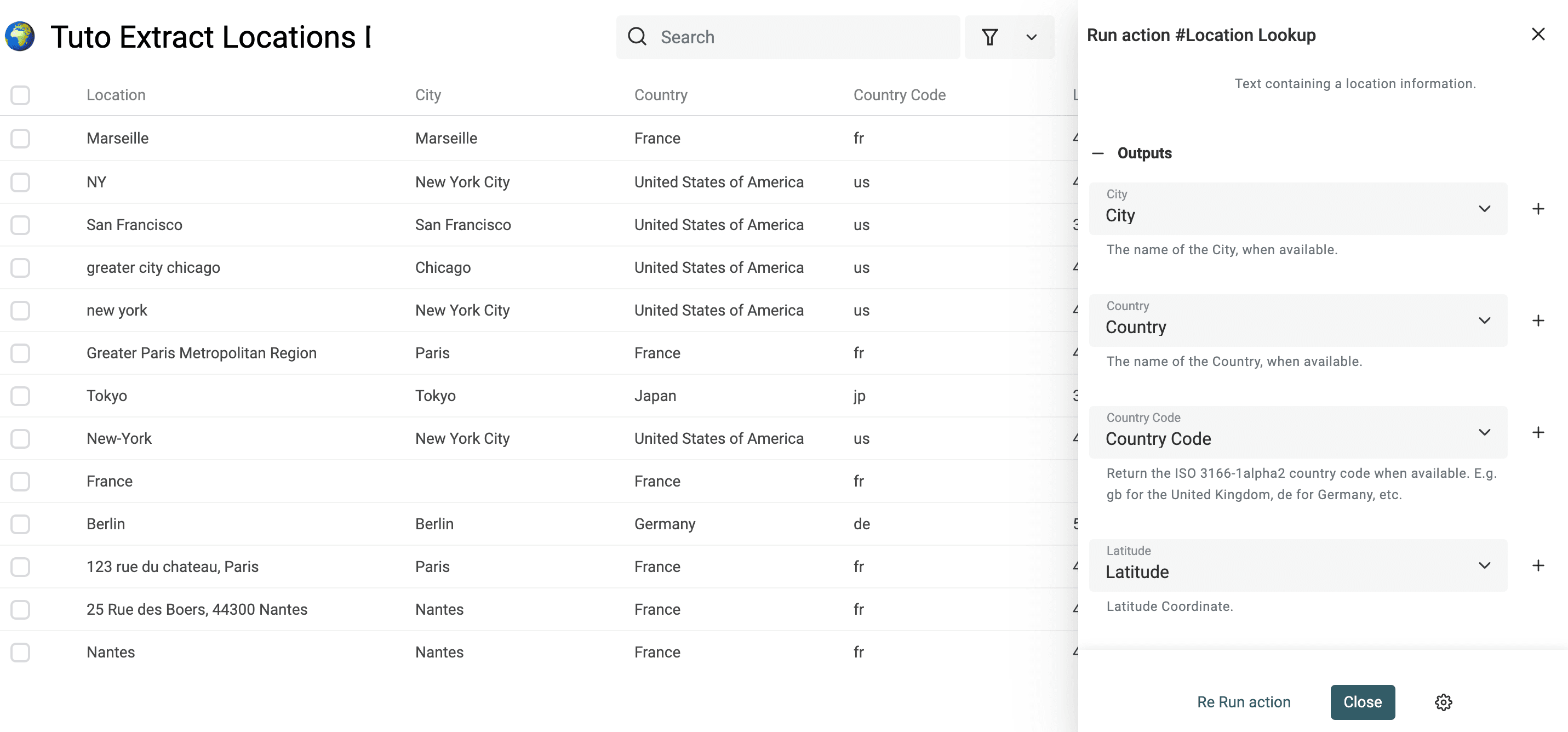 Resultados del enrichment Location Lookup