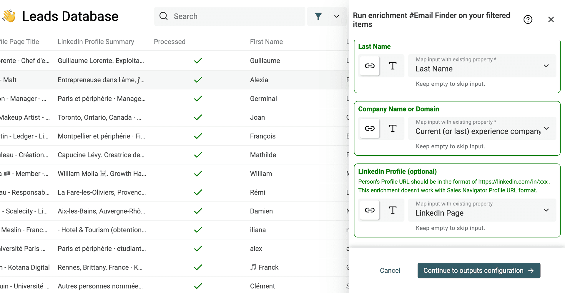 Email Finder Inputs