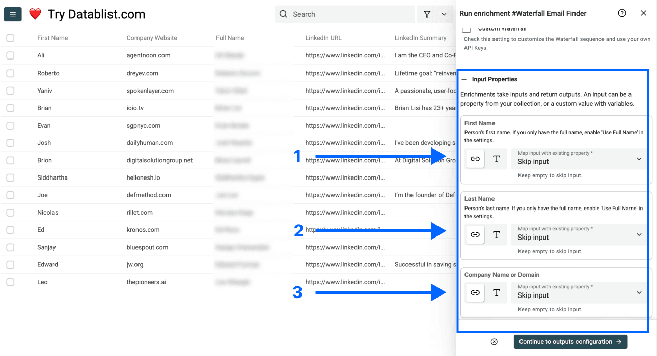 Input configuration