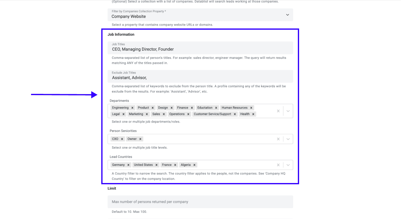 How To Find Leads With Datablist - Search Configuration
