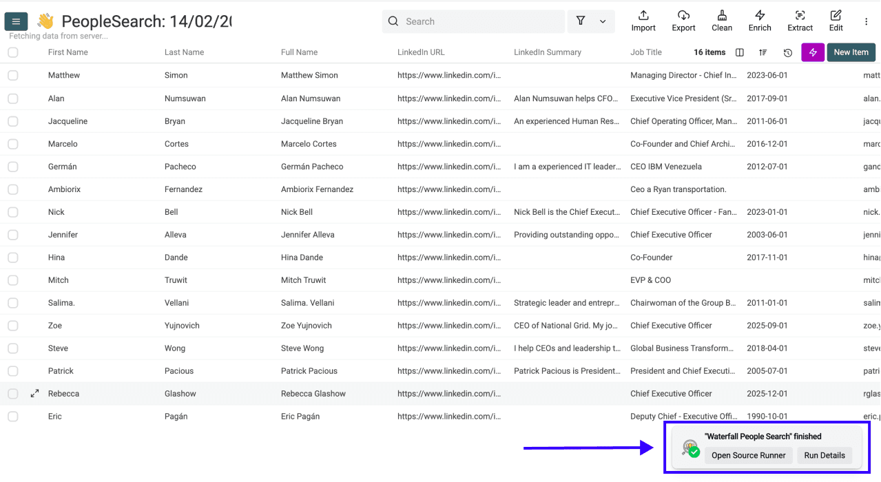 How To Find Leads With Datablist - Waterfall People Search Results