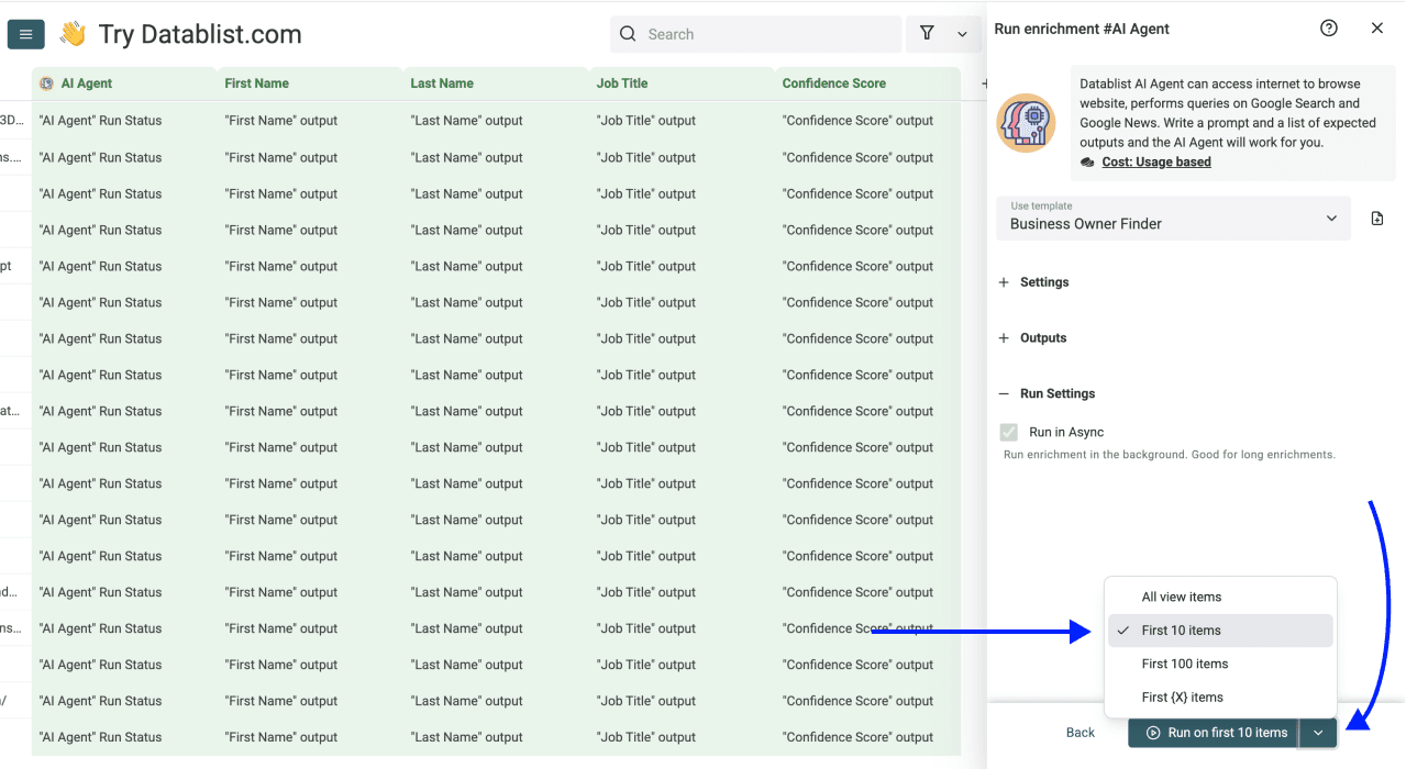 How To Find Small Business Owners - Run Settings