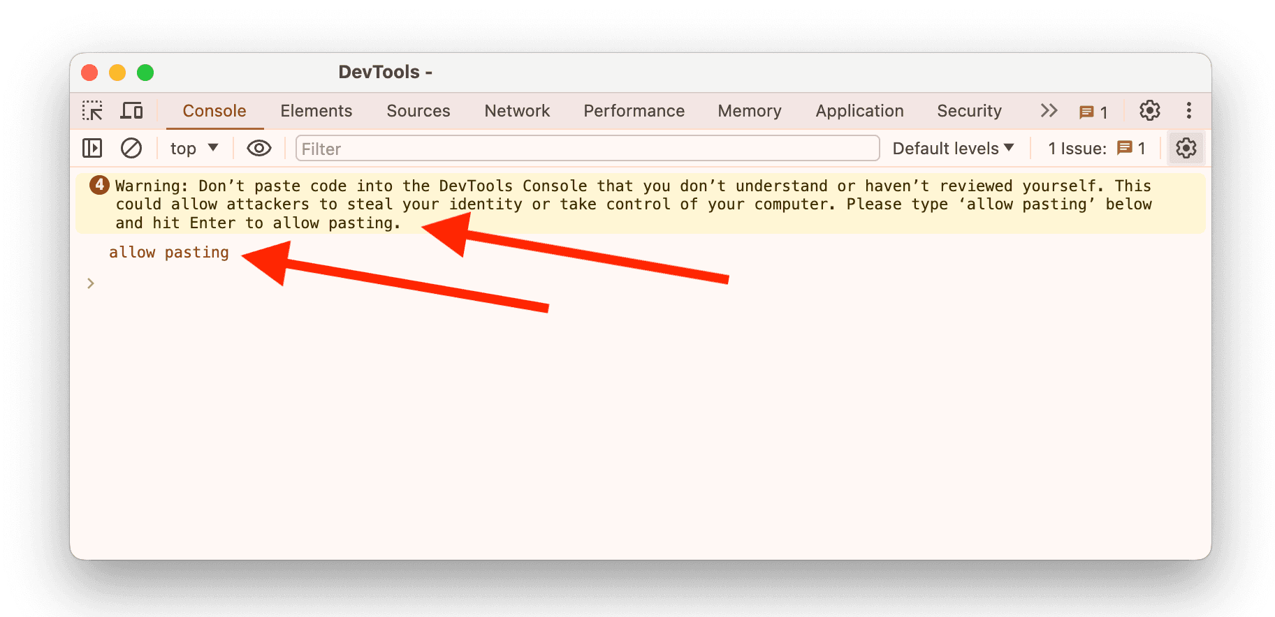 Chrome Console warning