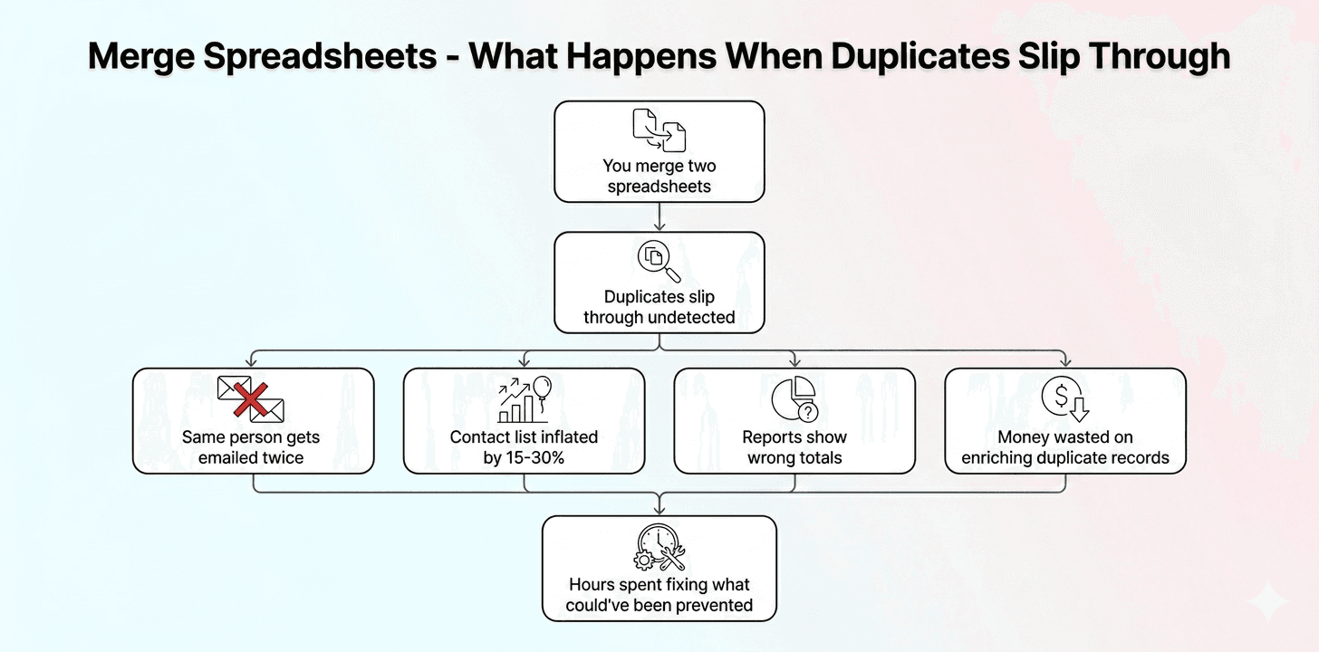 How To Merge Two Spreadsheets - What Happens When Duplicates Slip Through