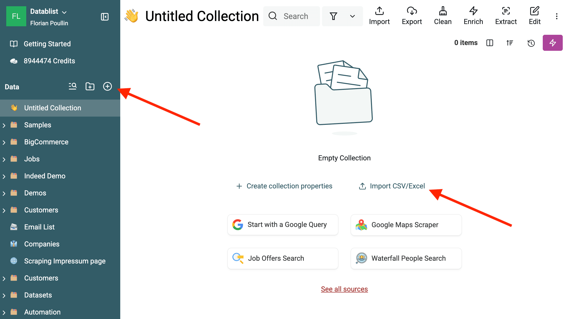 Criar uma coleção no Datablist
