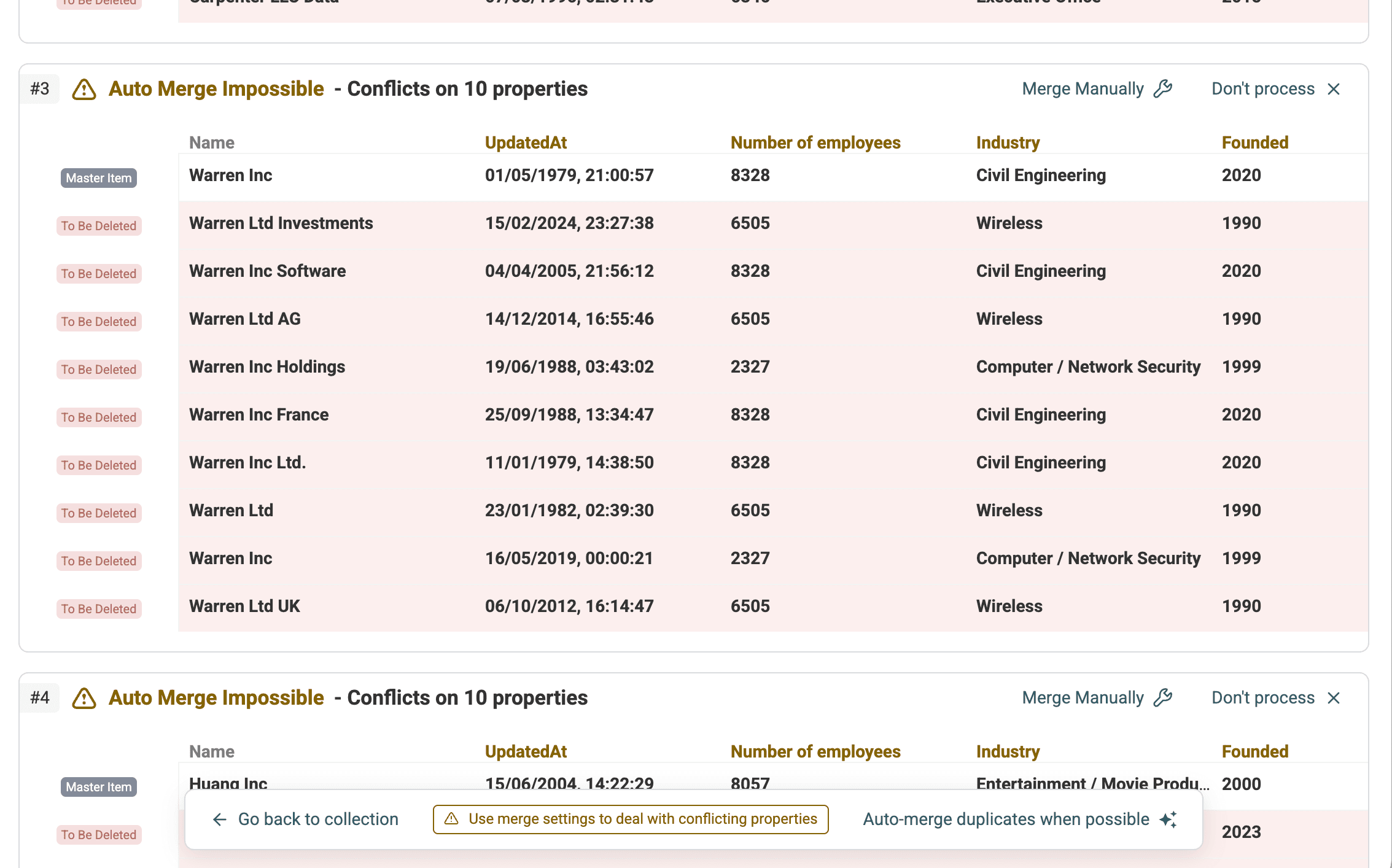 Revisar os grupos de duplicados encontrados