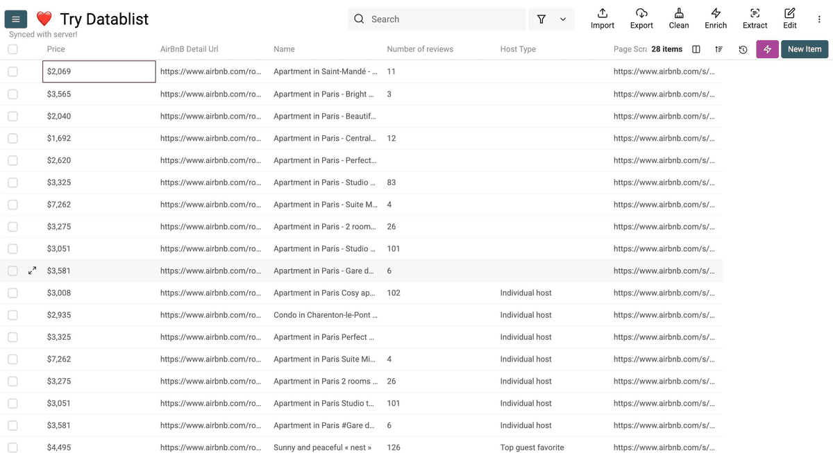 AirBnB Scraper, resultados finales