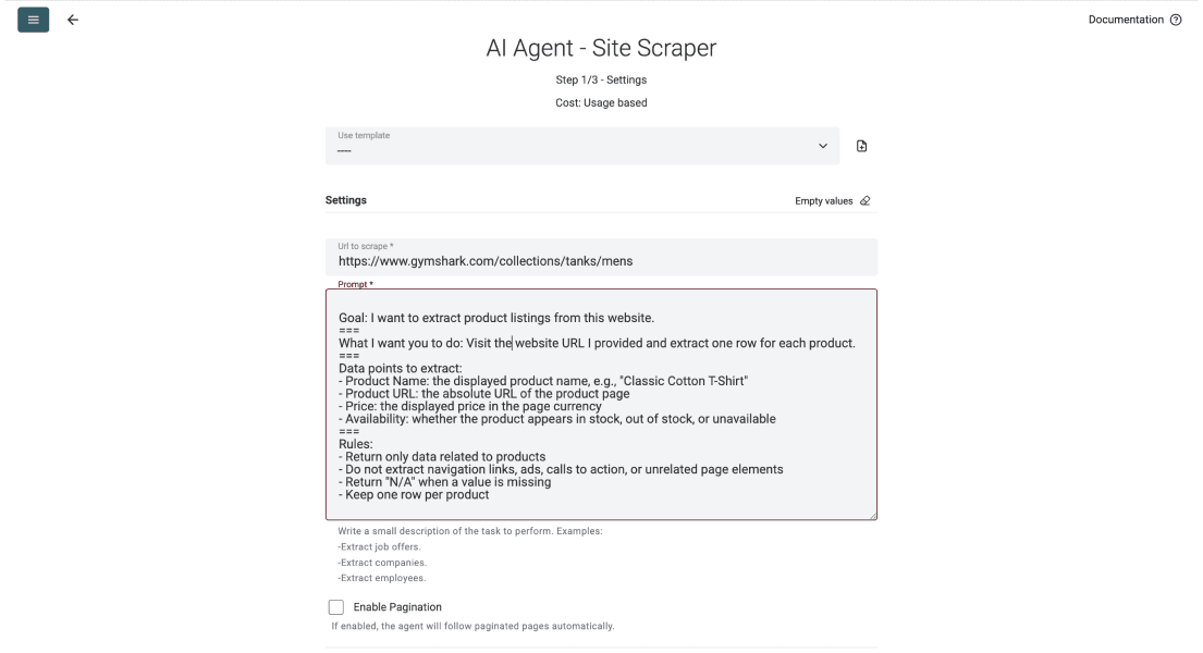 Scrape Any Website Without Code - Prompt Configuration