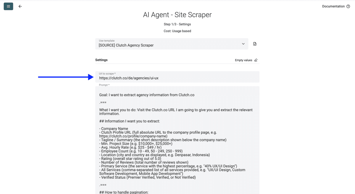 Scrape Clutch Agencies - URL Configuration